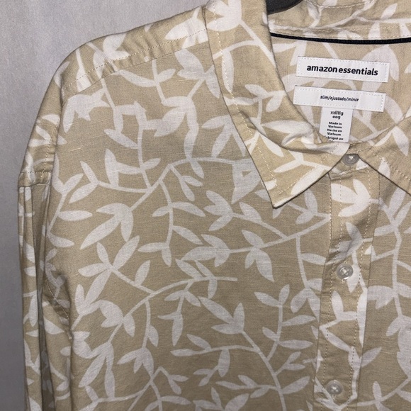 Amazon Essentials Linen Button Down XXL NWT - Picture 2 of 11